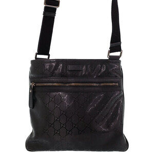 GUCCI GG Imprime Flat Messenger Bag Crossbody Black